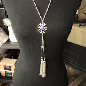 Scroll Blue Lariat Necklace - (M20) 4901